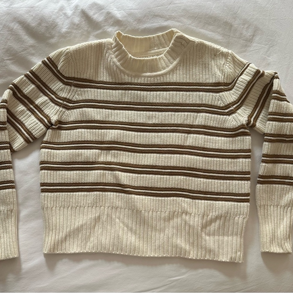 Striped Cream and Brown Sweater